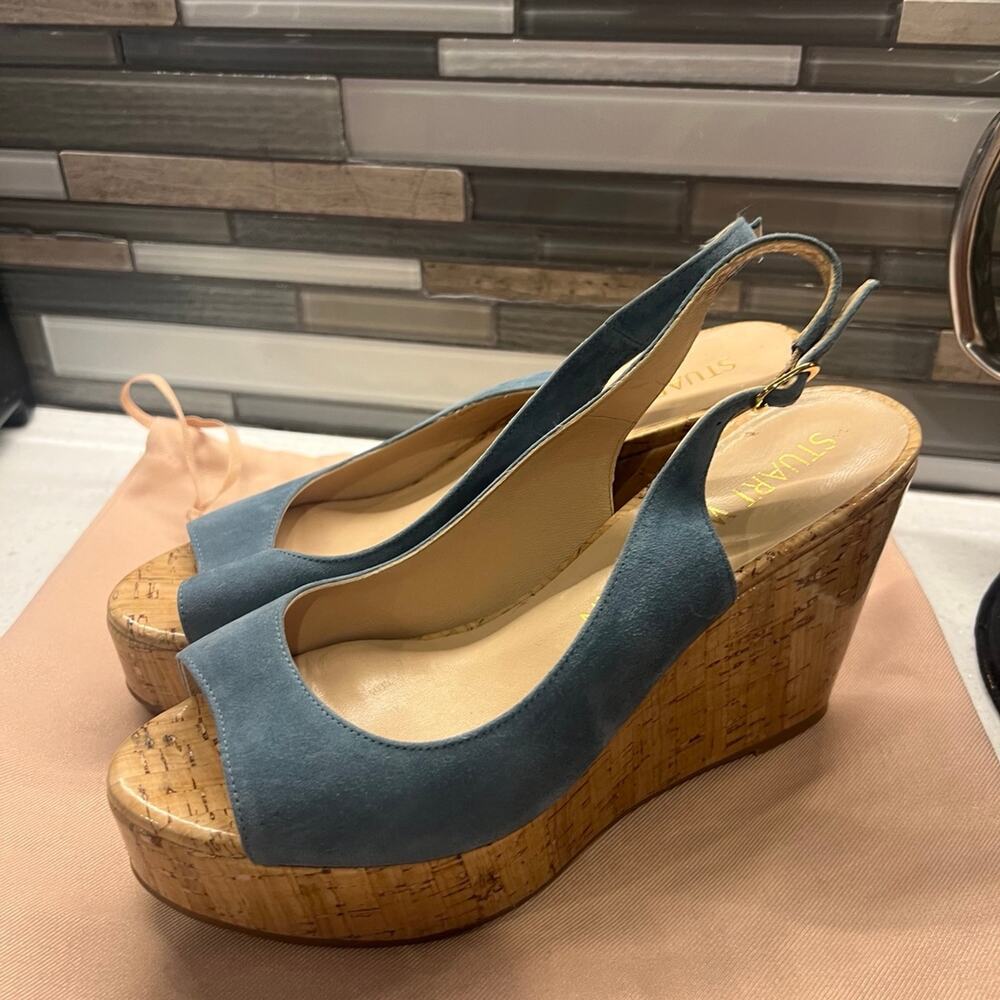 Stuart Weitzman wedge heels blue size 8.5m like new